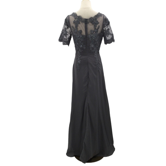 VNAIX BRIDAL SIZE 14 1x plus grey embroidered embellished maxi dress NEW - Picture 6 of 10